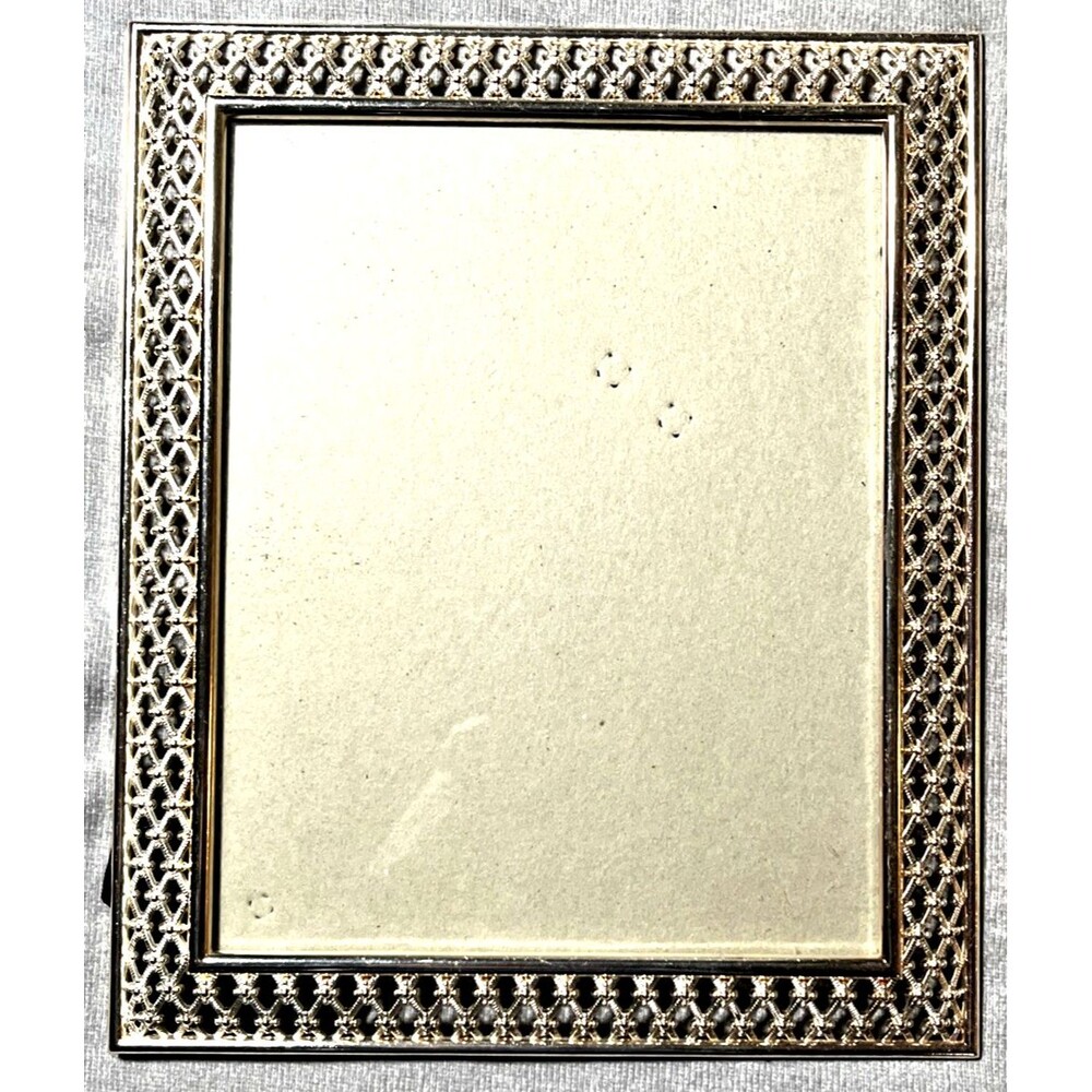Ornate Metal Silver Tone 8x10 Picture Frame Openwork Easel Hollywood Regency
